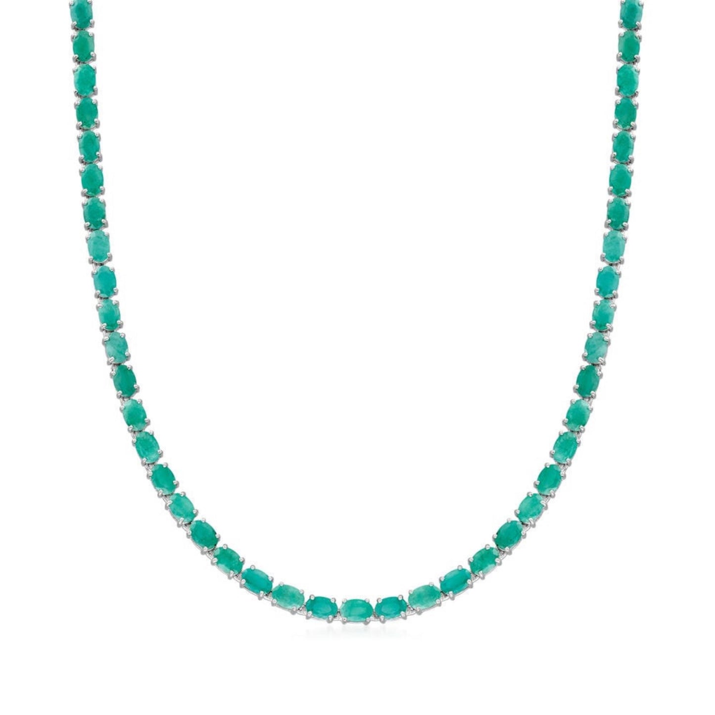 Natural Emerald Ovalcut Gemstone 14k Gold Handmade Tennis Necklace/Emerald necklace /Birthday /Christmas/Engagement/Gift For Anniversary