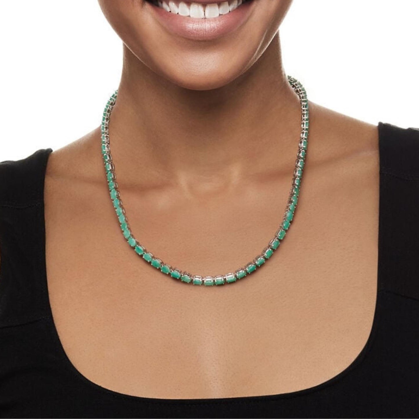 Natural Emerald Ovalcut Gemstone 14k Gold Handmade Tennis Necklace/Emerald necklace /Birthday /Christmas/Engagement/Gift For Anniversary