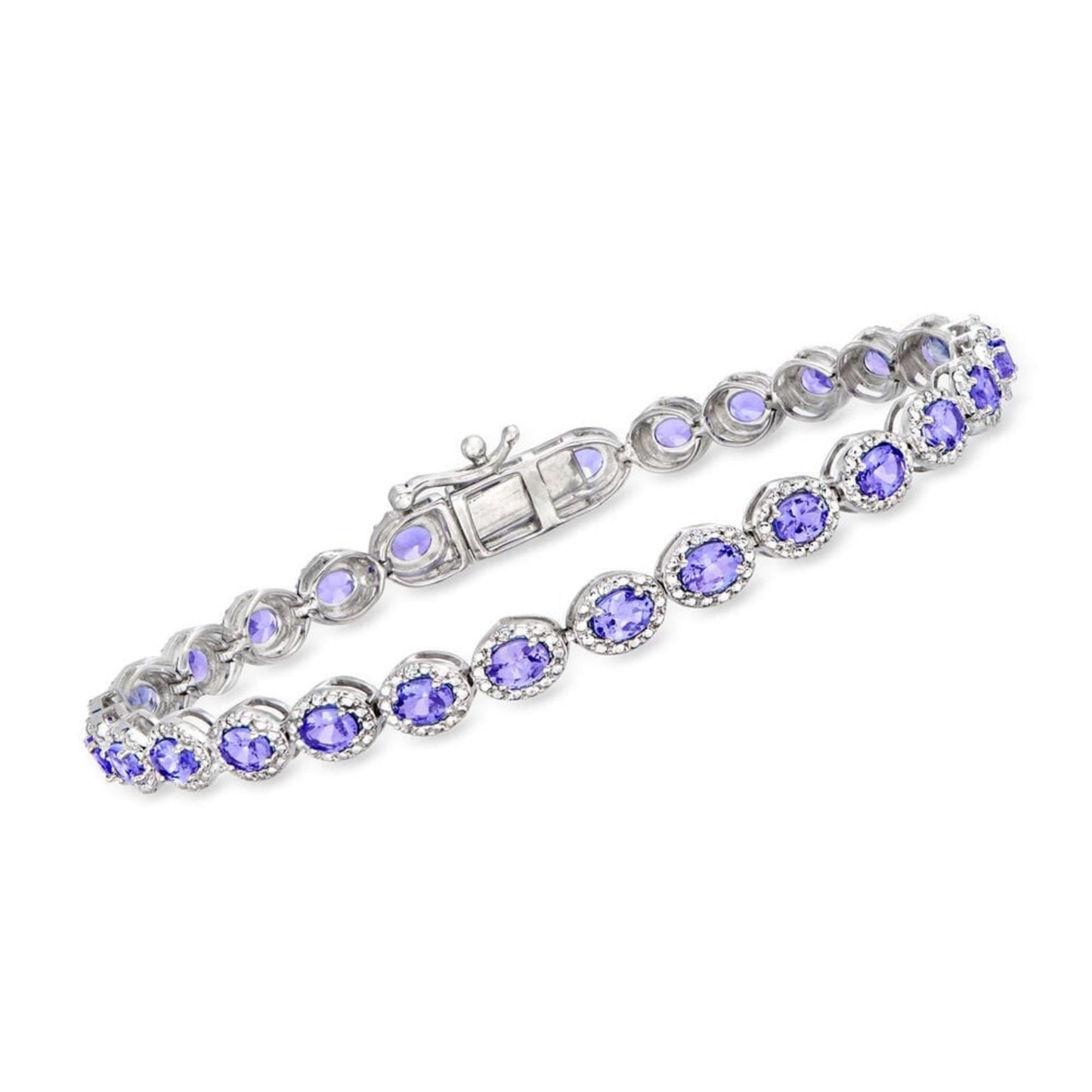 Tanzanite & Diamond Bracelet: Sterling Silver Gemstone Tennis Bracelet