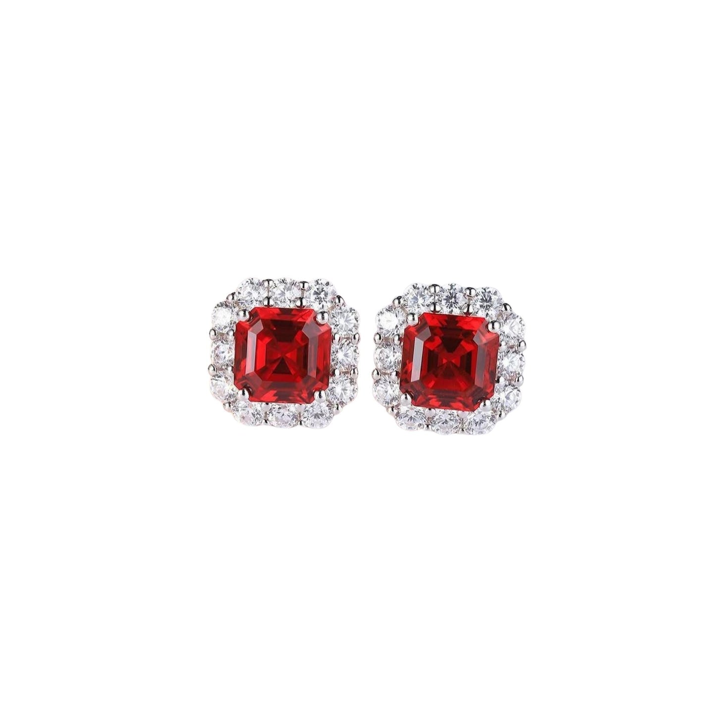 Garnet and Diamond Stud Earrings: Sterling Silver, 10k/14k Gold