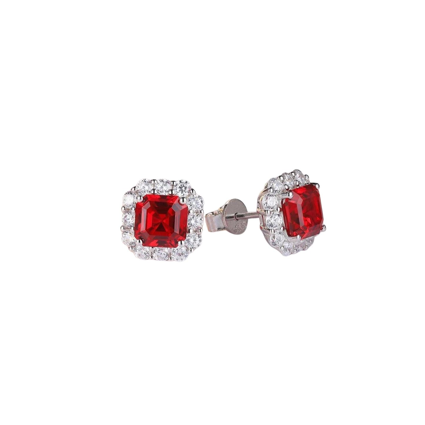 Garnet and Diamond Stud Earrings: Sterling Silver, 10k/14k Gold