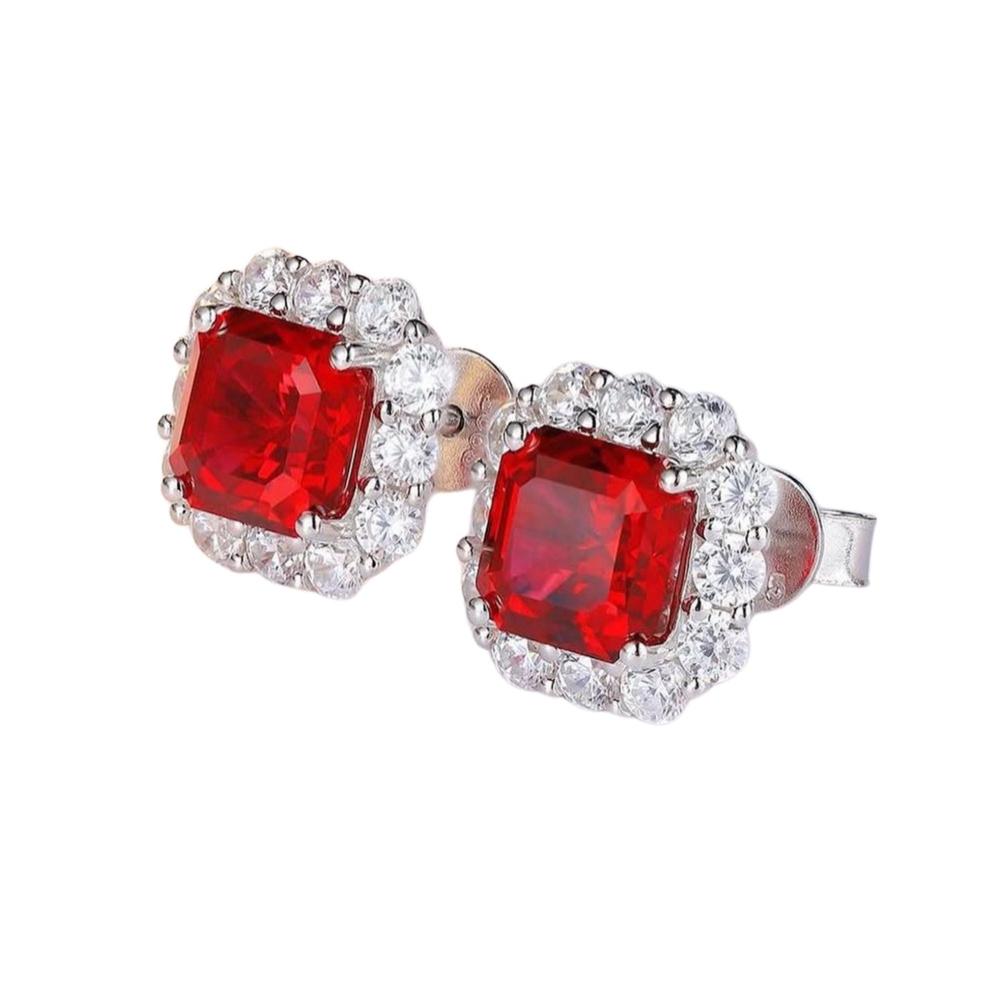 Garnet and Diamond Stud Earrings: Sterling Silver, 10k/14k Gold