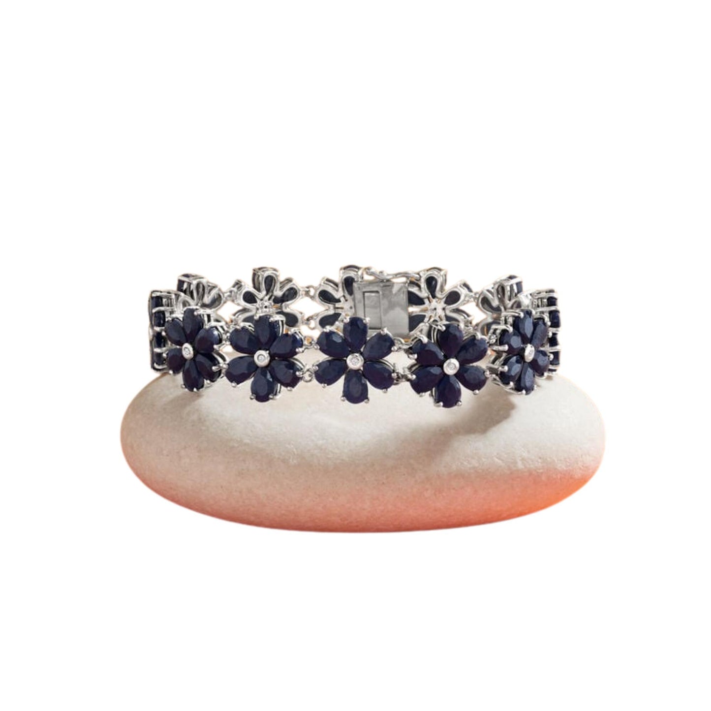 Ceylon Blue Sapphire Tennis Bracelet: Sterling Silver, 10k/14k Gold, Pear Cut