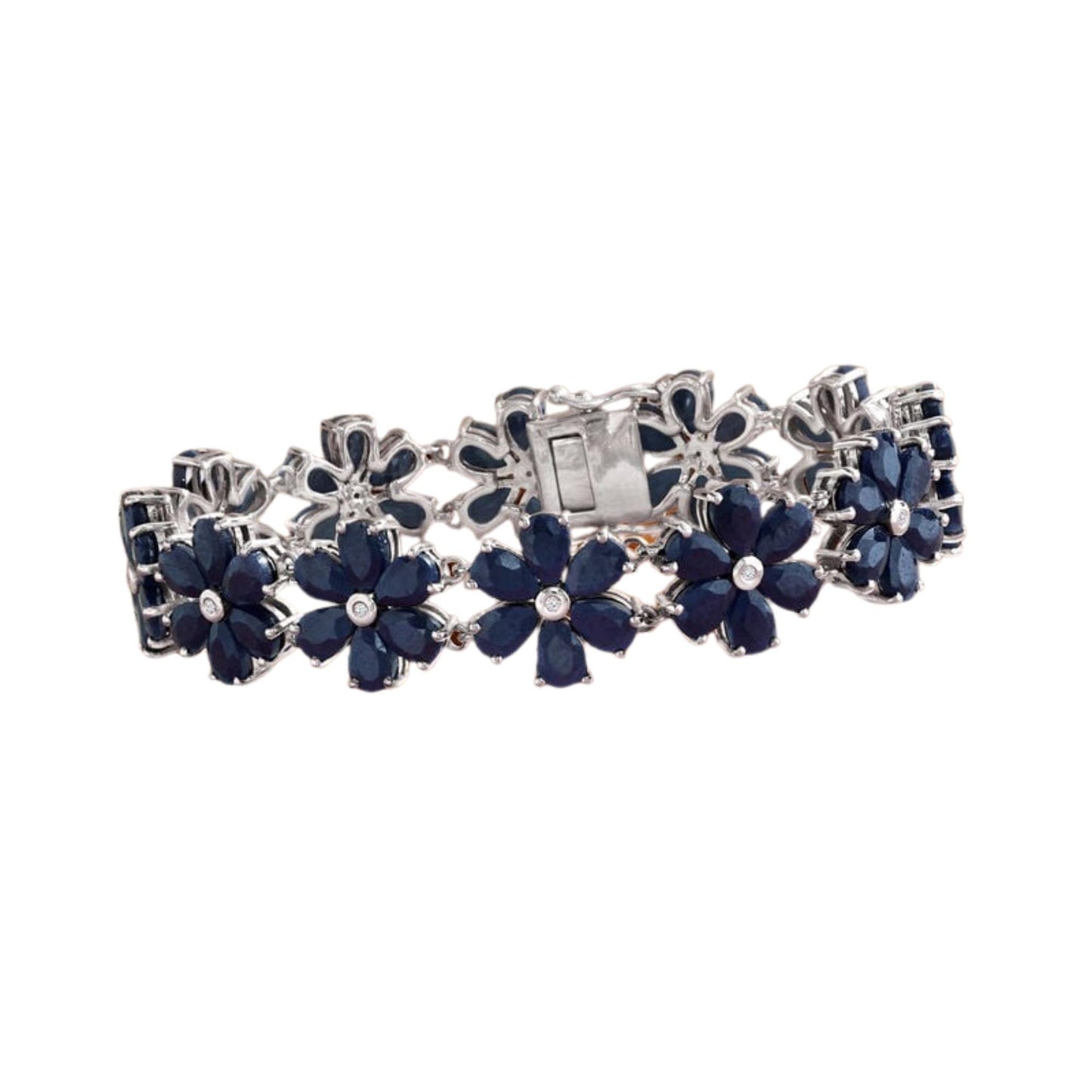 Ceylon Blue Sapphire Tennis Bracelet: Sterling Silver, 10k/14k Gold, Pear Cut