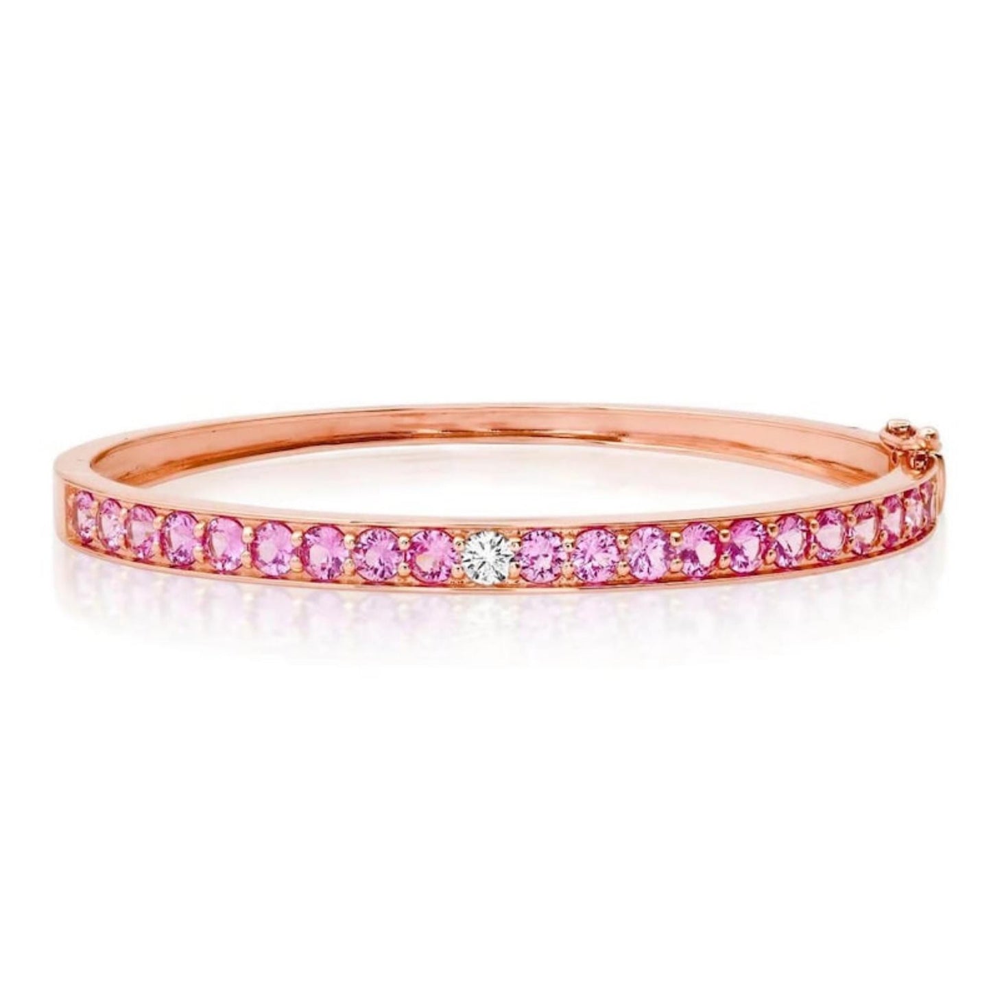 Pink Sapphire And Diamond Bangle Braclete, Pink Sapphire Bracelets in Sterling Silver Over Yellow Gold Plated, Pink Saphire Jewelery,