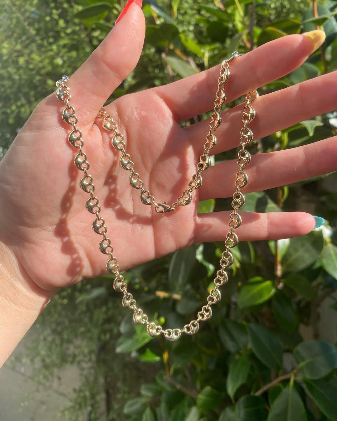 14k gold puffy heart mariner Necklace| 18k gold Necklace| best for gifting | daily wear Necklace mariner Necklace, best for gifting