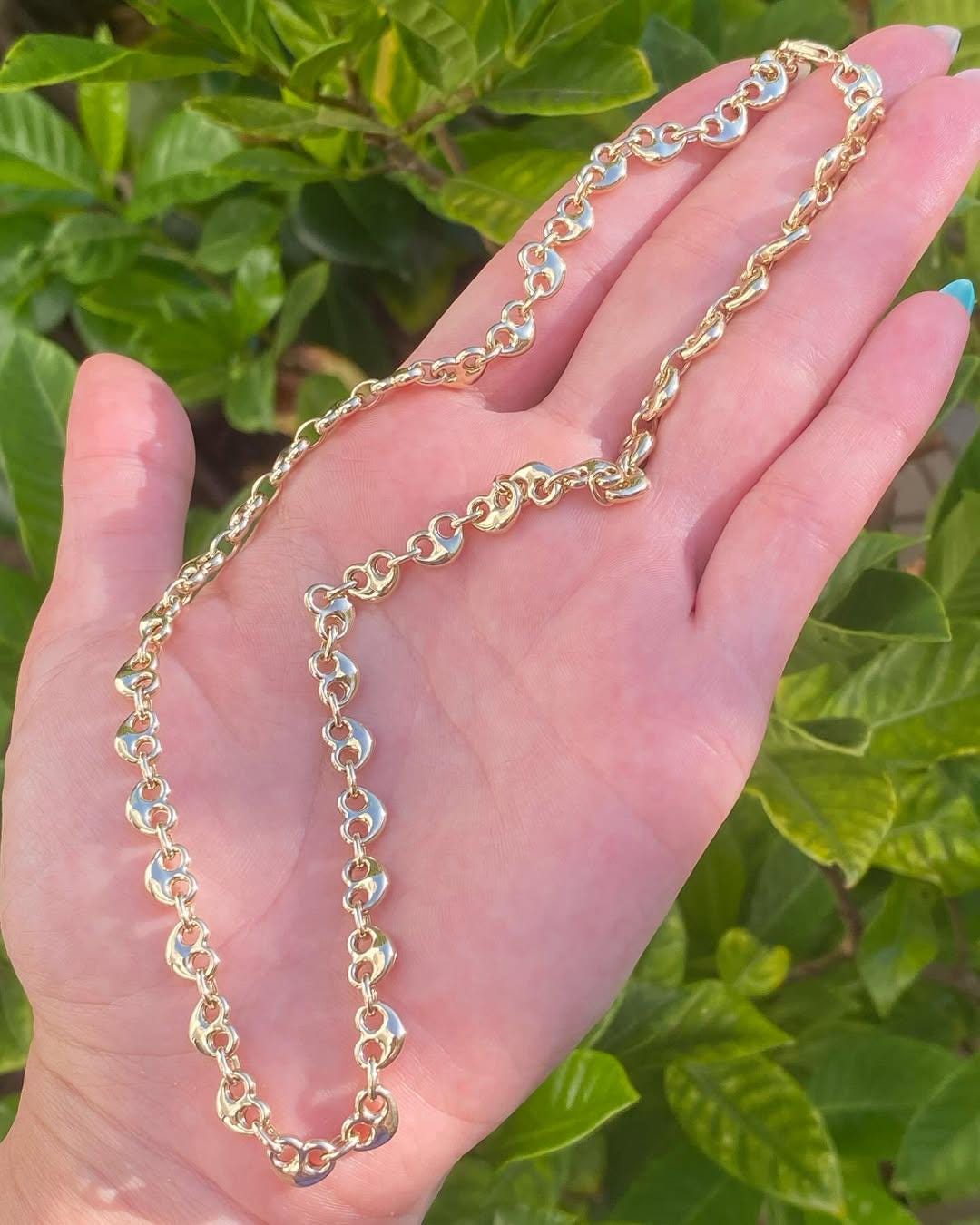 14k gold puffy heart mariner Necklace| 18k gold Necklace| best for gifting | daily wear Necklace mariner Necklace, best for gifting