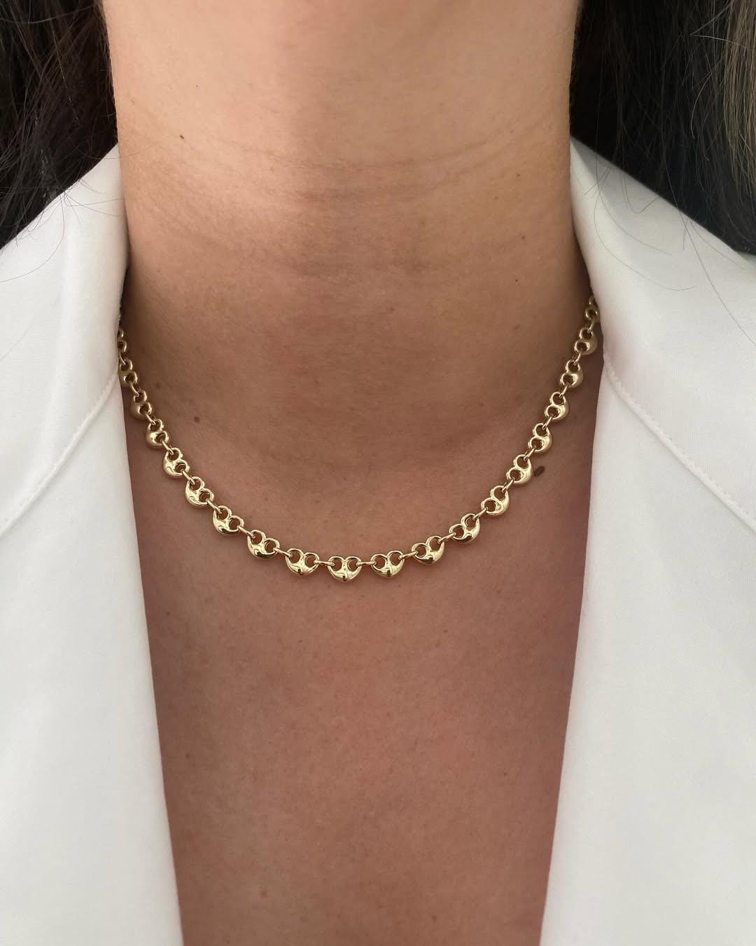 14k gold puffy heart mariner Necklace| 18k gold Necklace| best for gifting | daily wear Necklace mariner Necklace, best for gifting