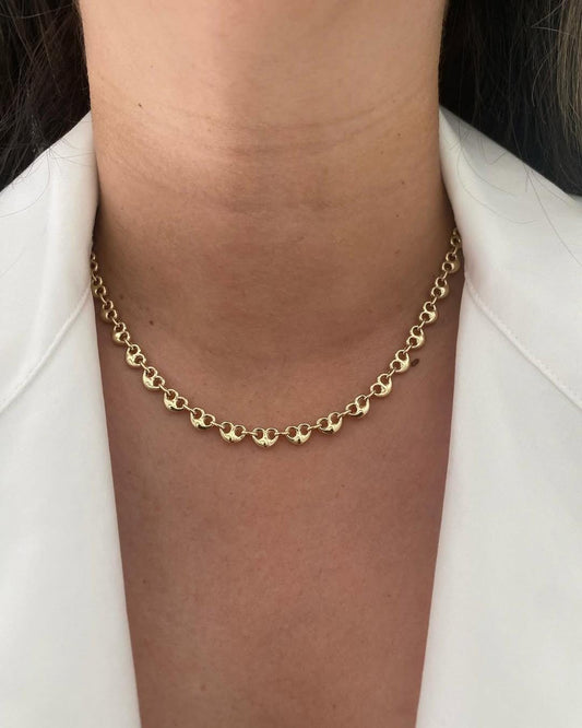 14k gold puffy heart mariner Necklace| 18k gold Necklace| best for gifting | daily wear Necklace mariner Necklace, best for gifting