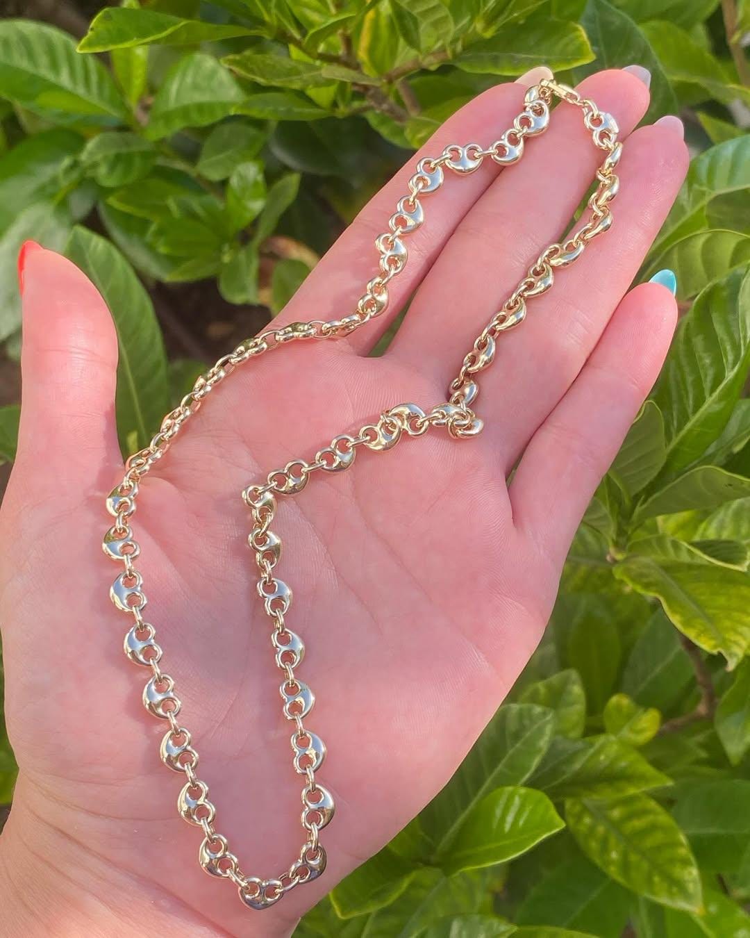 14k gold puffy heart mariner Necklace| 18k gold Necklace| best for gifting | daily wear Necklace mariner Necklace, best for gifting