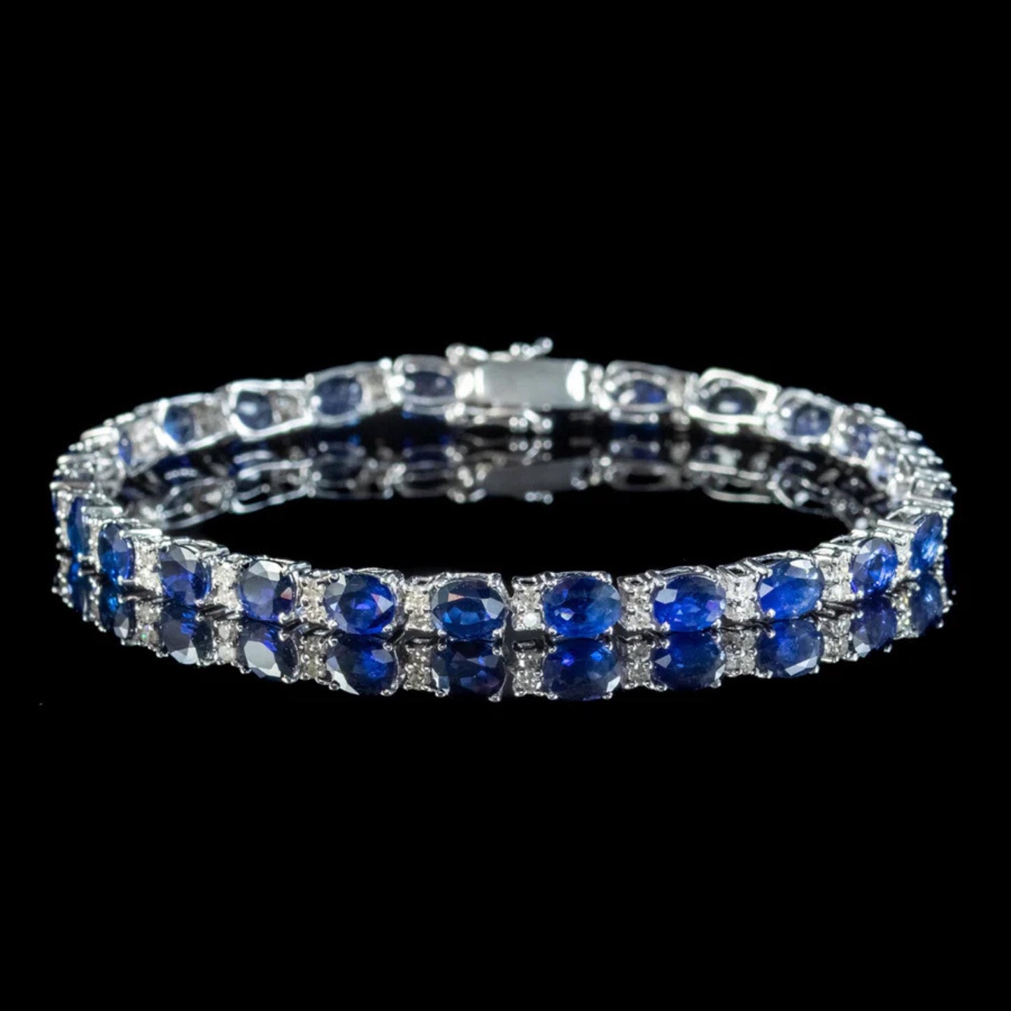 Blue Sapphire Daimond Dainty Bracelet, Blue Gemstone Bracelet, Oval Shape Sapphire Bracelet, 14k gold vermile Tennis Bracelets