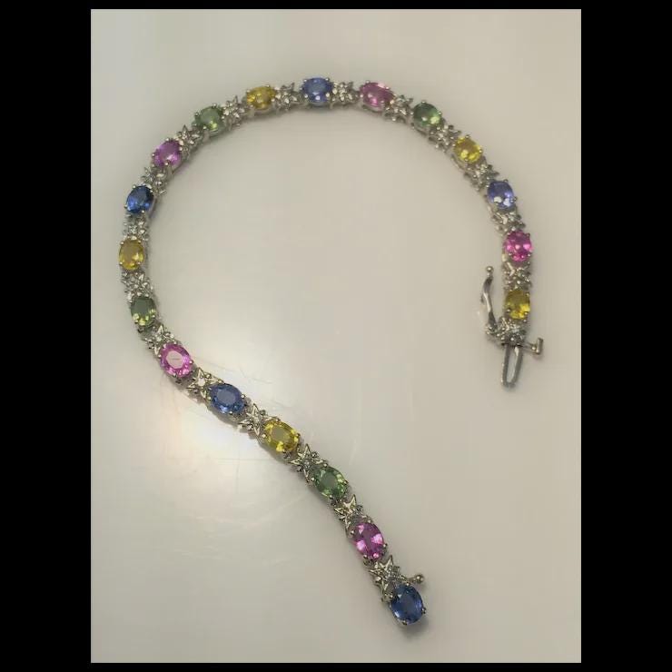 Rainbow Sapphire Star Diamond Tennis Bracelet | Multi Sapphire Tennis Bracelets for Luxe Style