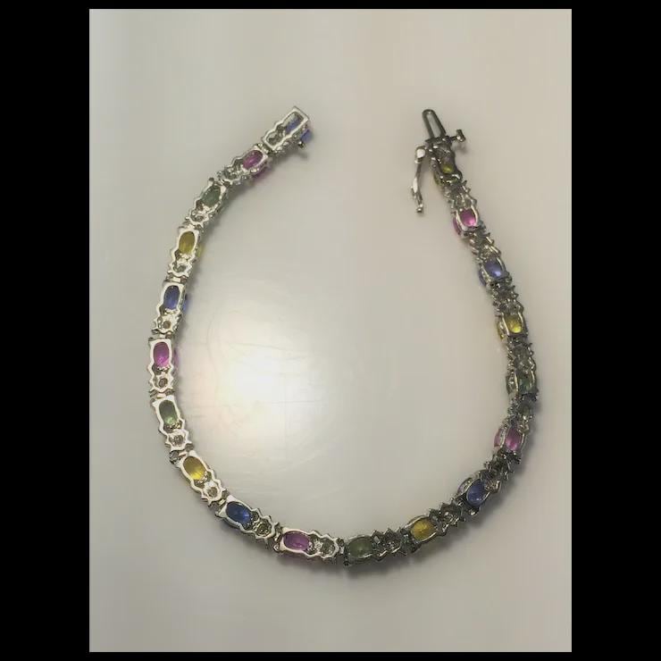 Rainbow Sapphire Star Diamond Tennis Bracelet | Multi Sapphire Tennis Bracelets for Luxe Style
