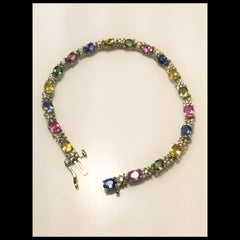 Rainbow Sapphire Star Diamond Tennis Bracelet | Multi Sapphire Tennis Bracelets for Luxe Style