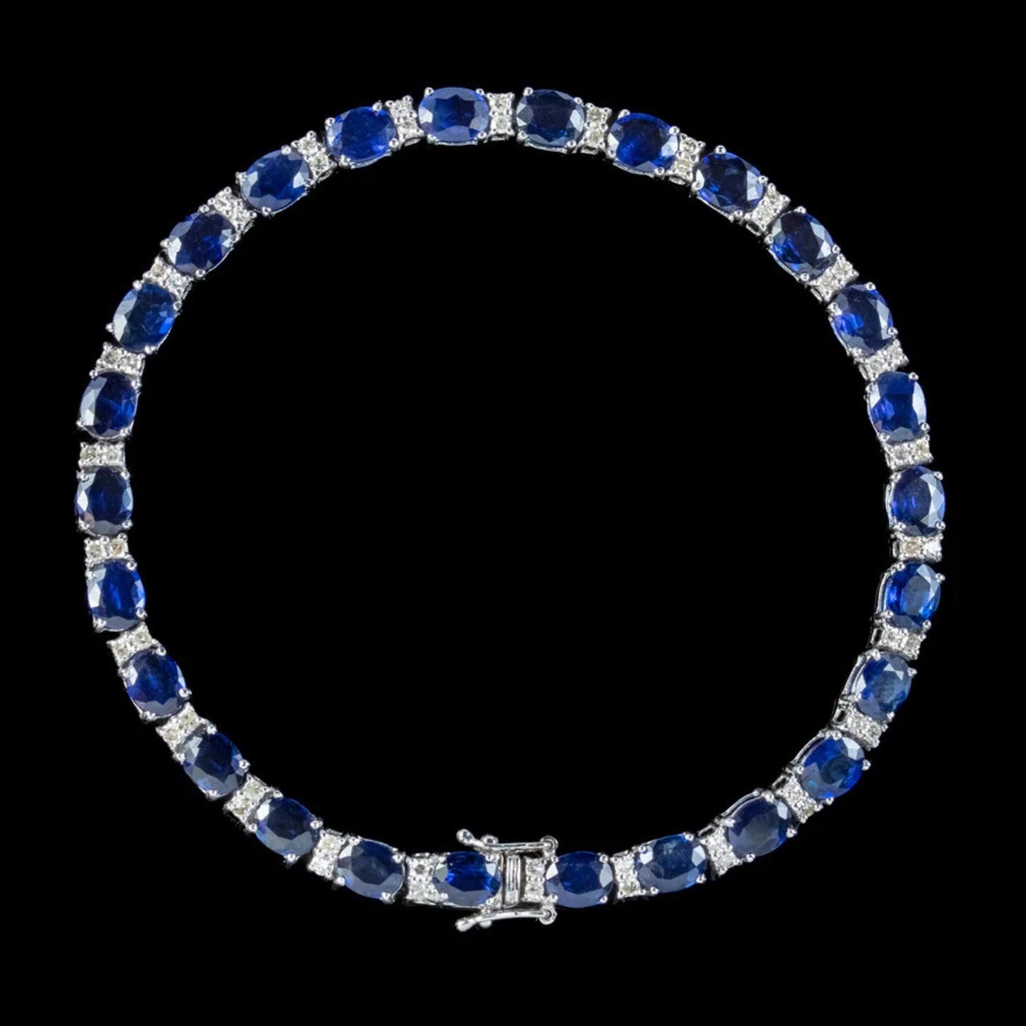 Blue Sapphire Daimond Dainty Bracelet, Blue Gemstone Bracelet, Oval Shape Sapphire Bracelet, 14k gold vermile Tennis Bracelets