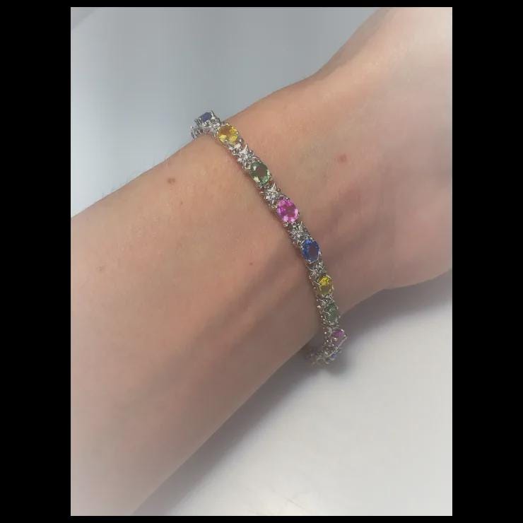 Rainbow Sapphire Star Diamond Tennis Bracelet | Multi Sapphire Tennis Bracelets for Luxe Style