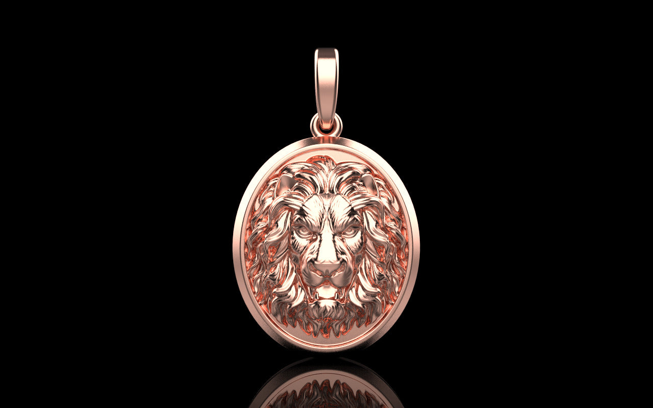 Bold Lion Pendant Charm - Gold-plated Safari Wildlife Jewelry