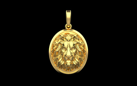 Bold Lion Pendant Charm - Gold-plated Safari Wildlife Jewelry