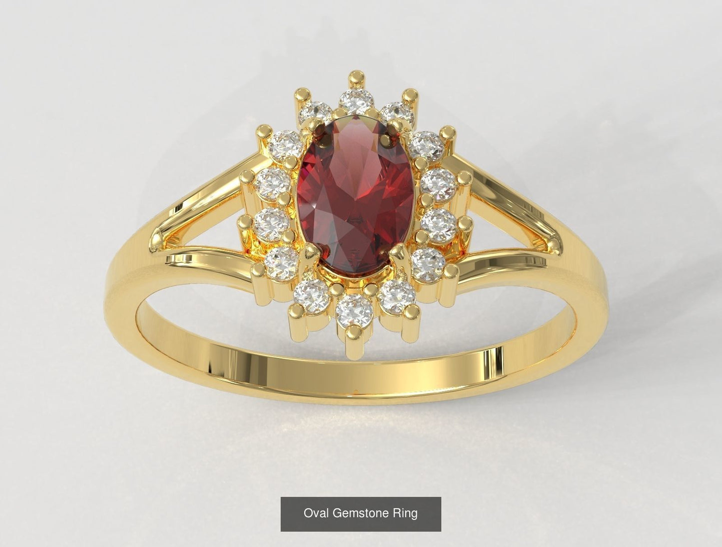 Oval Garnet and Diamond Jewellery Set Garnet Ring Garnet Earring And Garnet Necklace JewellerySet